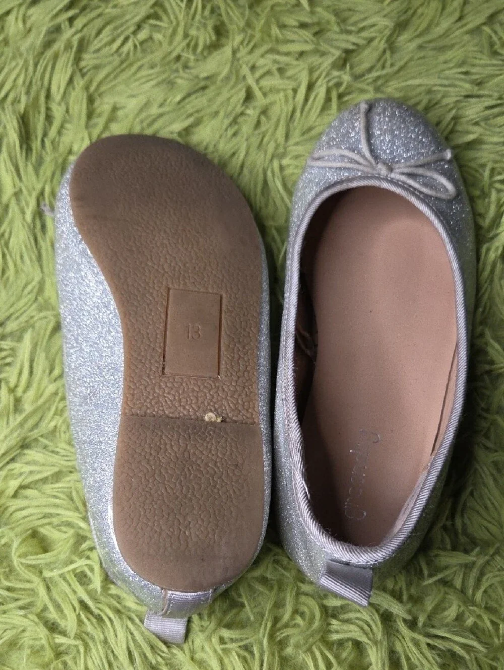 greendog Silver Glitter Bow Ballet Flats - Kids‎ Dress Shoes